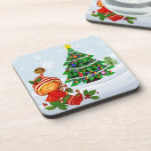 Schattige kerstfeestdag Elf Beverage Coaster Bier Onderzetter (Linkerzijde)
