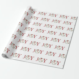 Schattige kerstfeestdag Rood JOY Wreatcadeau Cadeaupapier