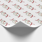 Schattige kerstfeestdag Rood JOY Wreatcadeau Cadeaupapier (Hoek)