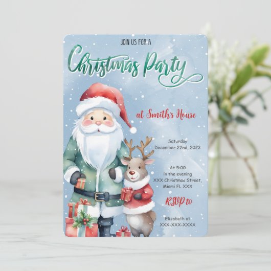 Schattige kerstfeestje kaart (Staand voorkant)