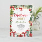 Schattige kerstfeestje kaart (Staand voorkant)