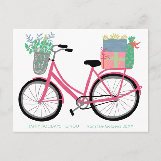 Schattige Kerstfietsgeschenken AANGEPASTE VAKANTIE Briefkaart (Voorkant)