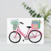 Schattige Kerstfietsgeschenken Roze Vakantie Kaart (Staand voorkant)