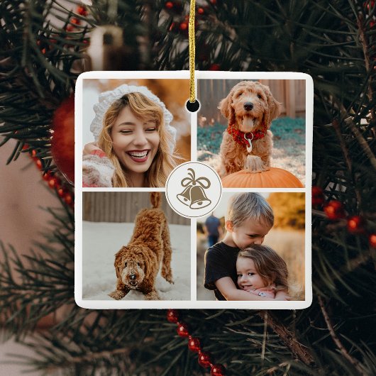 Schattige kerstfoto familie cadeau keramisch ornament