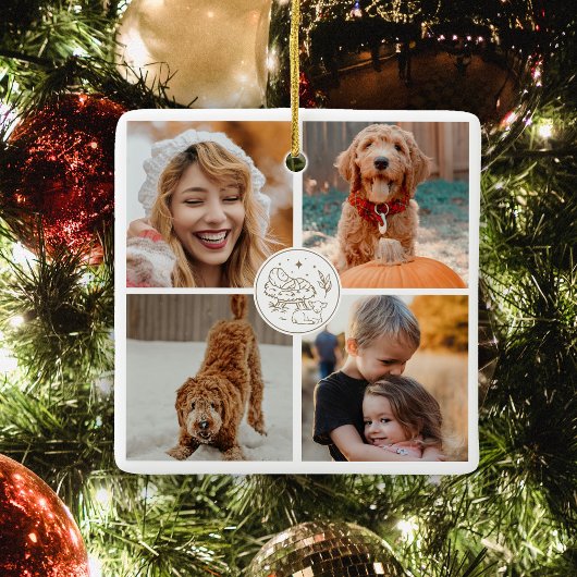 Schattige kerstfoto familie cadeau keramisch ornament