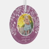 Schattige kerstfoto van Plum Glas Ornament (Voorkant Rechts)