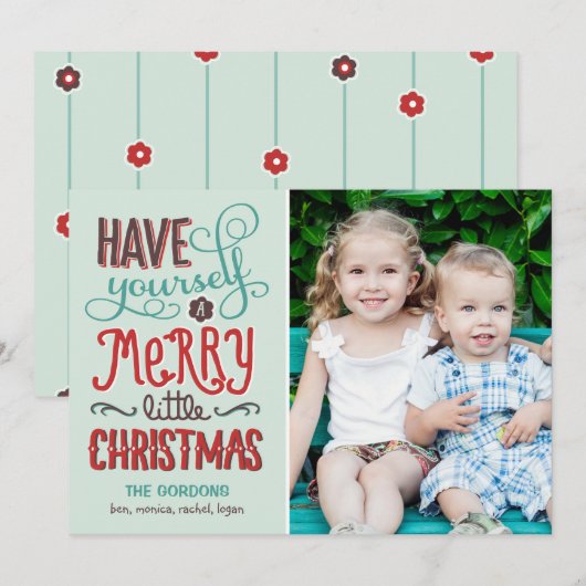 Schattige kerstfotokaart feestdagenkaart (Voorkant / Achterkant)