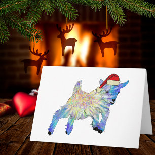 Schattige Kerstgeit Kleurrijke Boerderijdier Kunst Kaart