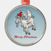 Schattige Kerstgeit Metalen Ornament (Voorkant)