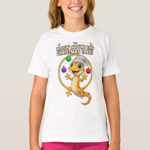 Schattige Kerstgekko – Rondom de Kerstboom Rocken  T-shirt