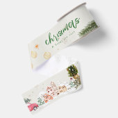 Schattige Kerstglans Grosgrain Lint (Achterkant)