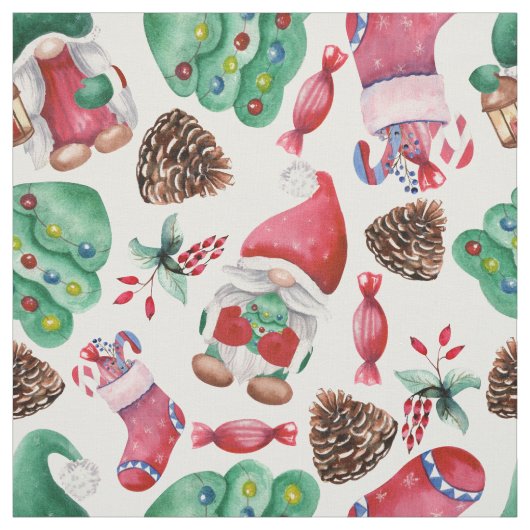 Schattige kerstgnomen stof (Swatch)
