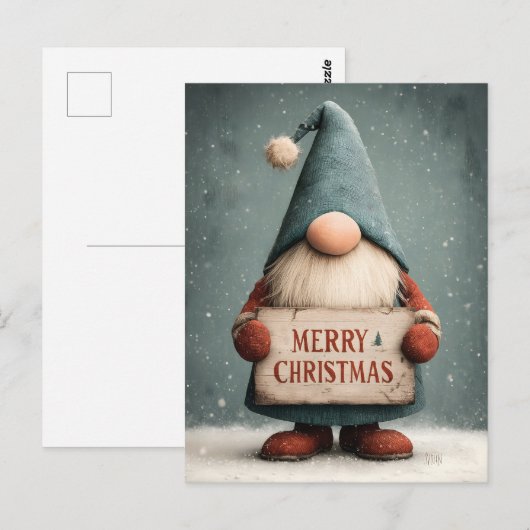 Schattige kerstgnoom met "Merry Christmas" Briefkaart (Voorkant / Achterkant)