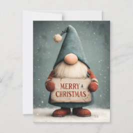 Schattige kerstgnoom met "Merry Christmas" Briefkaart
