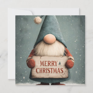 Schattige kerstgnoom met "Merry Christmas" Feestdagenkaart
