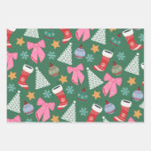 Schattige kerstgroen inpakpapier vel (Voorkant 3)