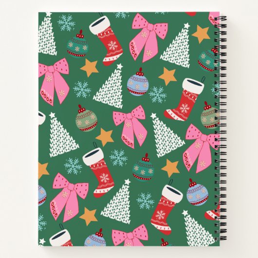 Schattige kerstgroen notitieboek (Achterkant)