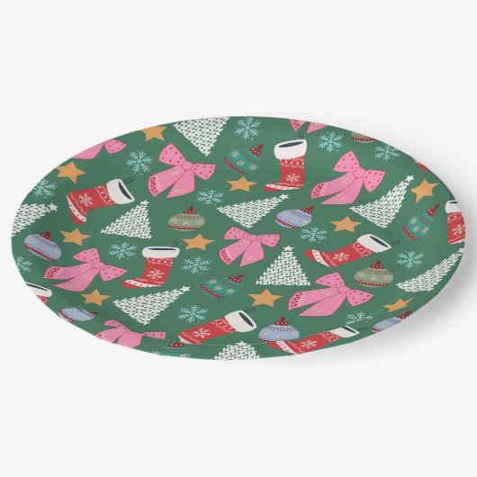 Schattige kerstgroen papieren bordje (Gekanteld)