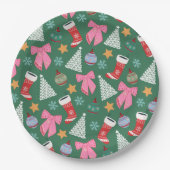 Schattige kerstgroen papieren bordje (Voorkant)