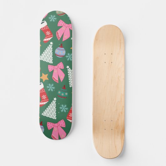 Schattige kerstgroen persoonlijk skateboard (Voorkant)