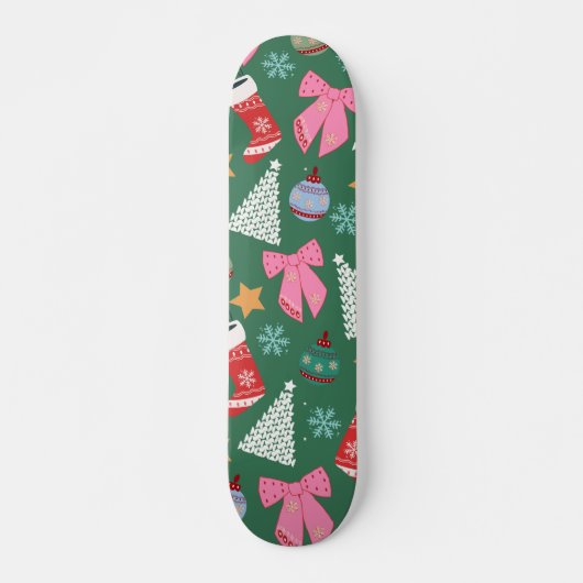 Schattige kerstgroen persoonlijk skateboard (Voorkant)