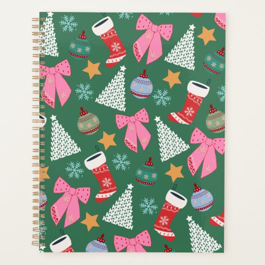 Schattige kerstgroen planner (Voorkant)