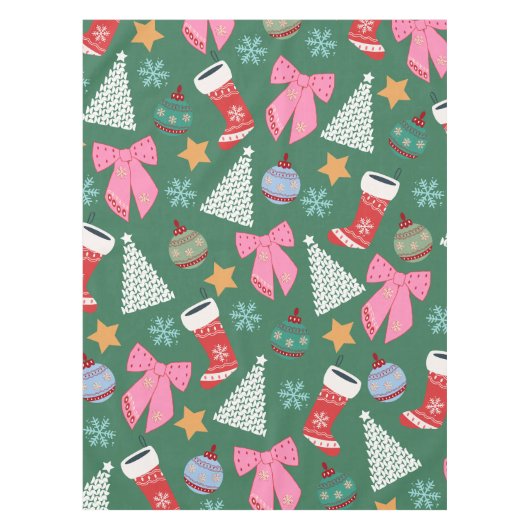 Schattige kerstgroen tafelkleed (Voorkant)