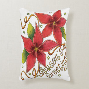 Schattige kerstgroeten met poinsettia's accent kussen