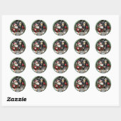 Schattige kerstgroeten ronde sticker (Vel)