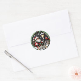 Schattige kerstgroeten ronde sticker