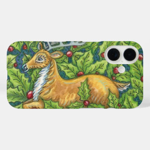 Schattige Kerstherten in het Bos met Hulst iPhone 16 Hoesje