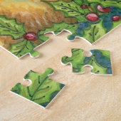 Schattige Kerstherten in het Bos met Hulst Legpuzzel (Zijkant)