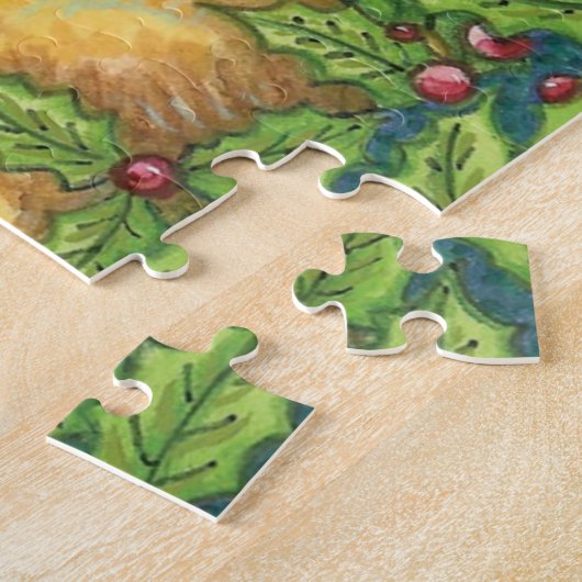 Schattige Kerstherten in het Bos met Hulst Legpuzzel (Zijkant)