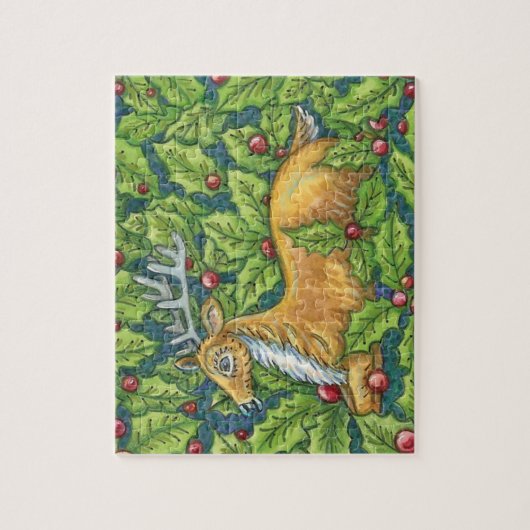 Schattige Kerstherten in het Bos met Hulst Legpuzzel (Verticaal)