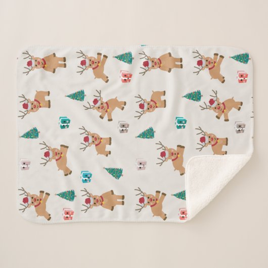 Schattige kerstherten kerstcadeaus & boompatroon sherpa deken (Voorkant (horizontaal))