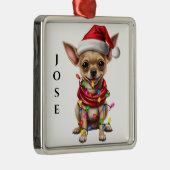 SCHATTIGE KERSTHOND CHIHUAHUA METALEN ORNAMENT (Rechts)