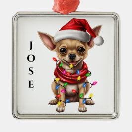 SCHATTIGE KERSTHOND CHIHUAHUA METALEN ORNAMENT