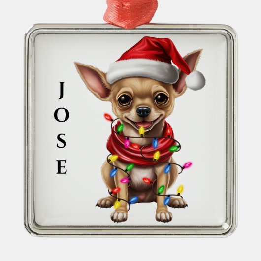 SCHATTIGE KERSTHOND CHIHUAHUA METALEN ORNAMENT (Voorkant)