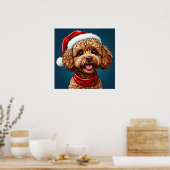 Schattige kersthond poster (Keuken)