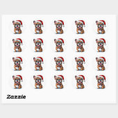 Schattige kersthond ronde sticker (Vel)