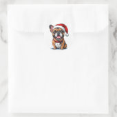 Schattige kersthond ronde sticker (Tas)
