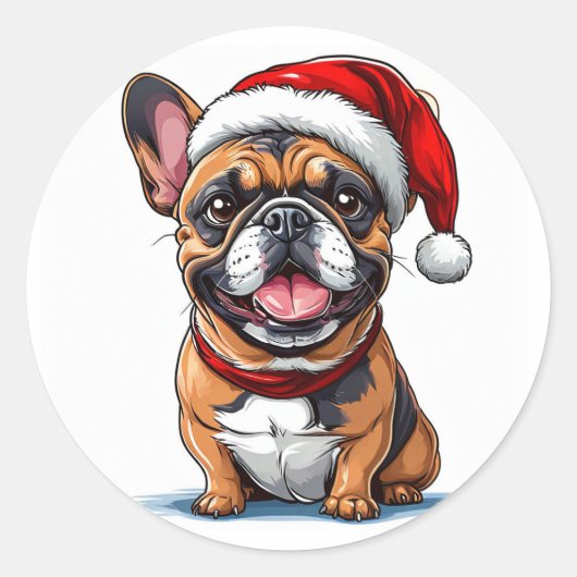 Schattige kersthond ronde sticker (Voorkant)