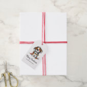 Schattige Kersthond Schets Illustratie Cadeaulabel (Met Touw)