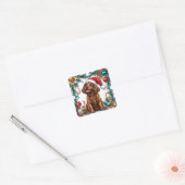 Schattige kersthond vierkante sticker (Envelop)