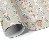Schattige Kersthonden Cadeaupapier (Rol Hoek)