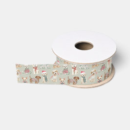 Schattige Kersthonden Grosgrain Lint