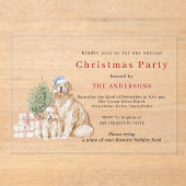 Schattige Kersthonden Kerstfeest Acryl Uitnodigingen (Voorkant)