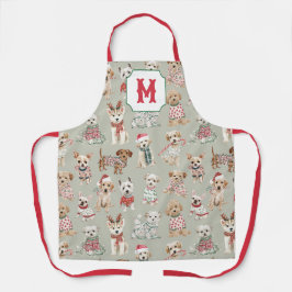 Schattige Kersthonden Monogram Schort