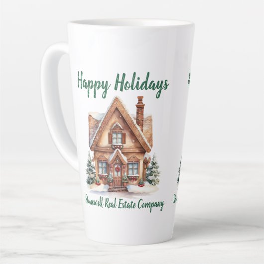 Schattige Kersthuis Gepersonaliseerde makelaar Latte Mok (Linkerhoek)