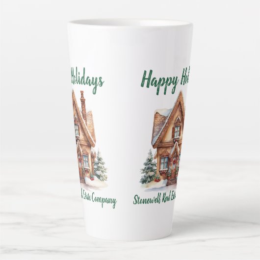 Schattige Kersthuis Gepersonaliseerde makelaar Latte Mok (Voorkant)